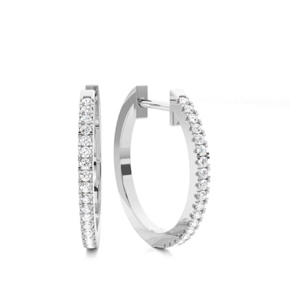 White Gold Round Diamond Hoop Earrings