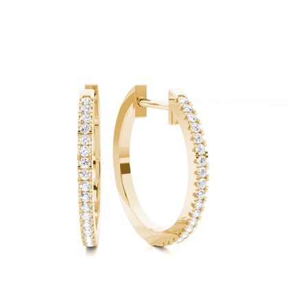 Yellow Gold Diamond Hoop Diamond Earrings