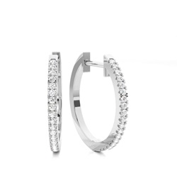 White Gold Round Diamond Hoop Earrings