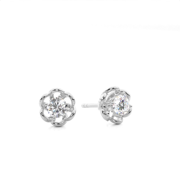 White Gold Round Diamond Stud Earrings