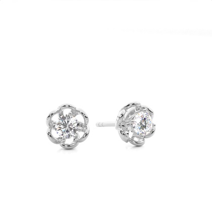 White Gold Round Diamond Stud Earrings