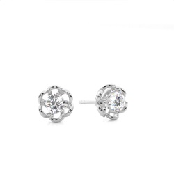 White Gold Round Diamond Stud Earrings