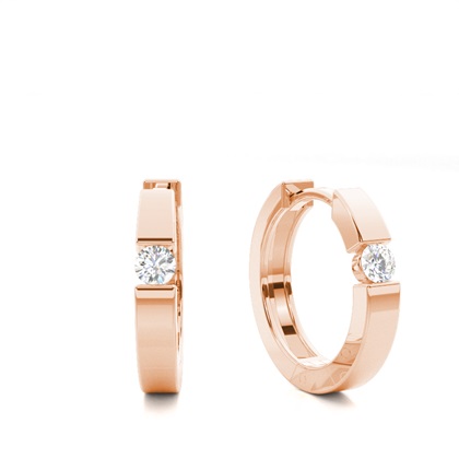 Rose Gold Diamond Hoop Diamond Earrings
