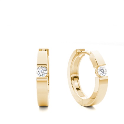 Yellow Gold Diamond Hoop Diamond Earrings