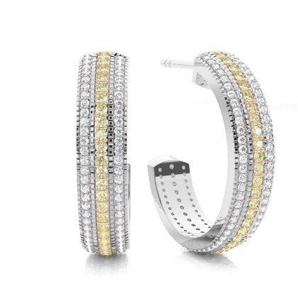 Round Diamond Hoop Diamond Earrings