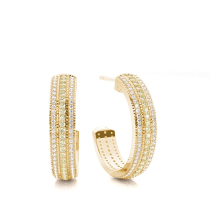 Yellow Gold Diamond Hoop Earrings
