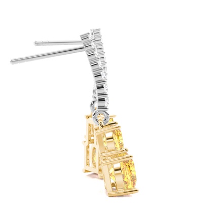 Kissen Platin Gelber Diamant Ohrringe