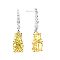 2 stone Yellow Diamond Designer Earring