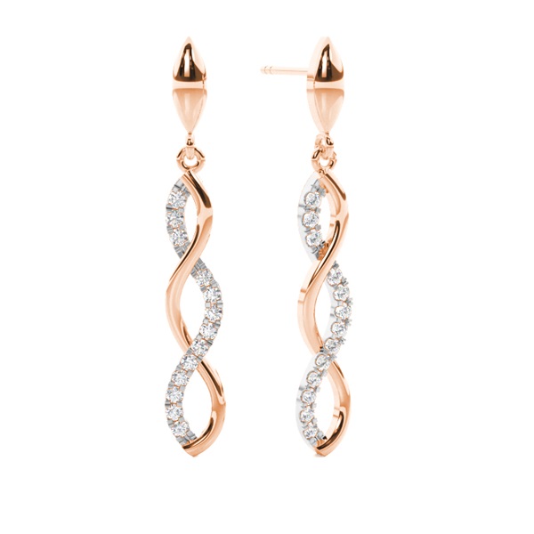 Prong cross Round Diamond Designer Earrings