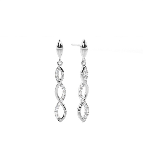 Prong cross Round Diamond Designer Earrings
