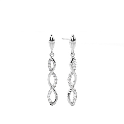 Prong cross Round Diamond Designer Earrings