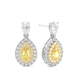 Yellow Diamond Halo Drop Earring