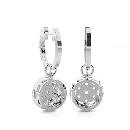 Round Cluster Hoop Diamond Earrings