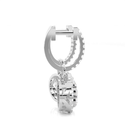 Round Cluster Hoop Diamond Earrings