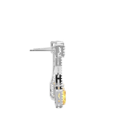 Radiant Weißgold Gelber Diamant Ohrringe