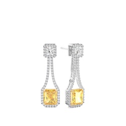 Yellow Diamond Halo Drop Earring