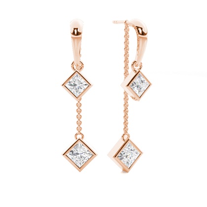 Rose Gold Drop Diamond Earrings
