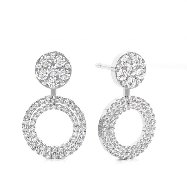 Round Stud Cluster Designer Diamond Earrings