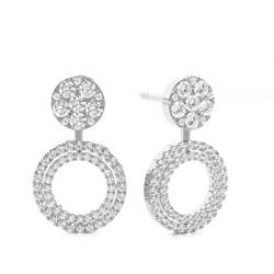Round Stud Cluster Designer Diamond Earrings