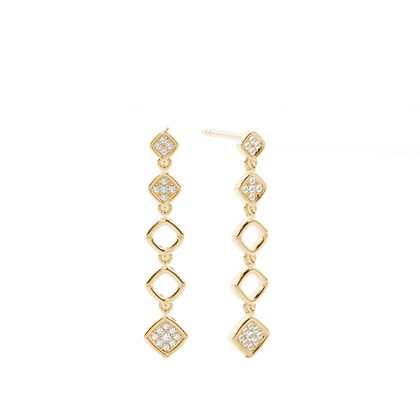 Yellow Gold Cluster Diamond Earrings