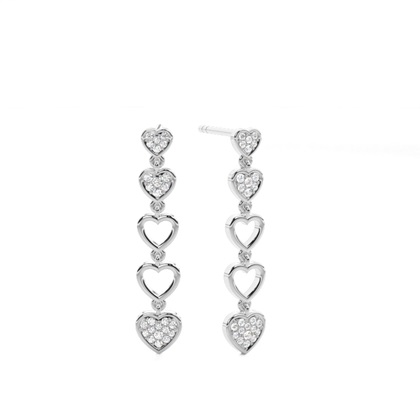 Silver Drop Diamond Earrings