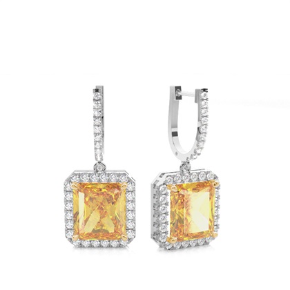 Yellow Diamond Designer halo Earring