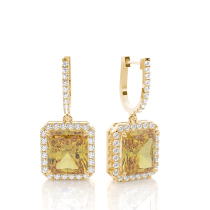 Yellow Diamond Designer halo Earring