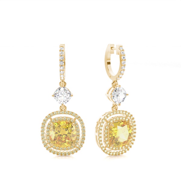 Gelber Diamant Designer Halo Creolen