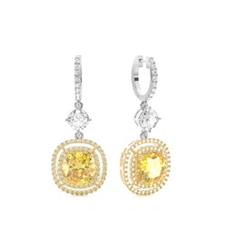Yellow Diamond Hoop halo Earring