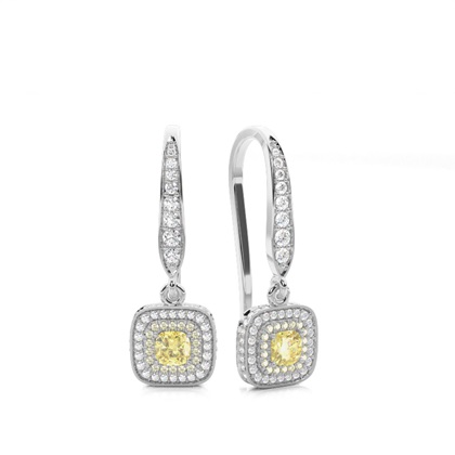 Cushion Drop Diamond Earrings