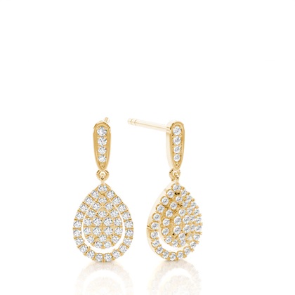 Yellow Gold Cluster Diamond Earrings
