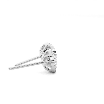 Center Prong Round Diamond Halo Earring