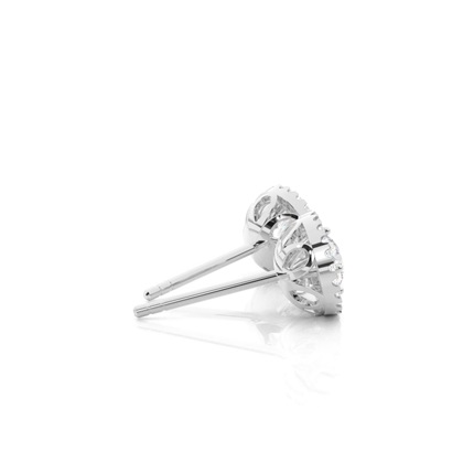 Center Prong Round Moissanite Halo Earring