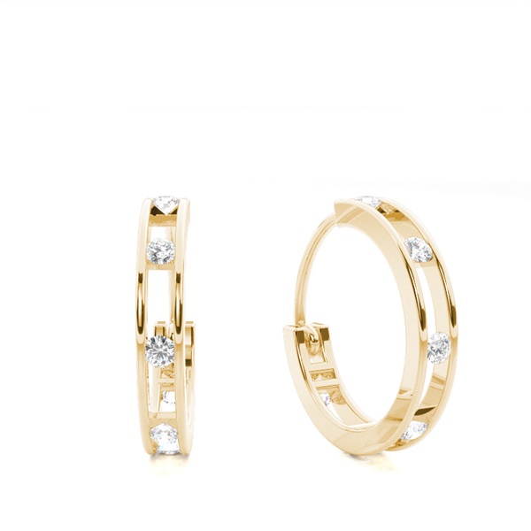 White Gold Round Diamond Hoop Earrings