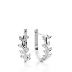 White Gold Round Diamond Hoop Earrings