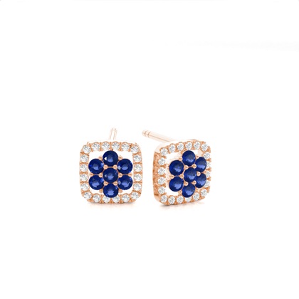 Round Sapphire Diamond Earrings