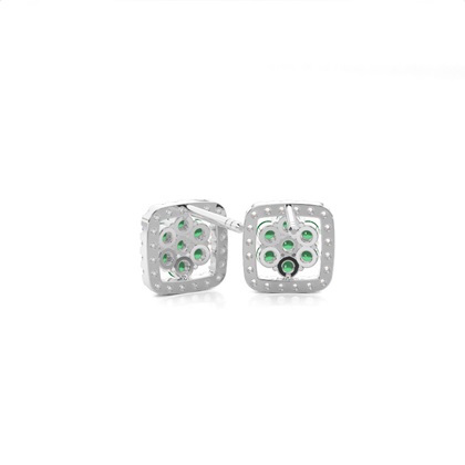 Round Stud Emerald Cluster Earrings