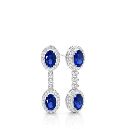 Silver Sapphire Earrings Diamond