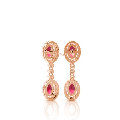 Ovale Rubin Tropfen Diamant Ohrringe