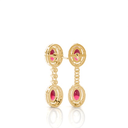 Ovale Rubin Tropfen Diamant Ohrringe
