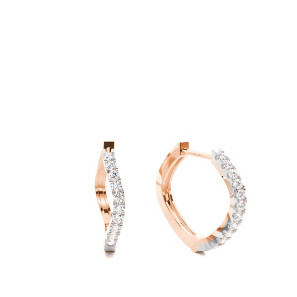 Prong Setting Round Diamond Hoop Earrings