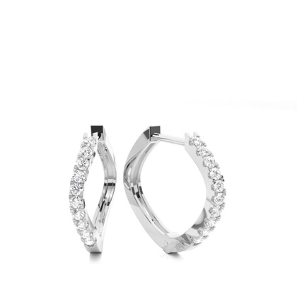 Prong Setting Round Diamond Hoop Earrings