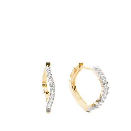 Yellow Gold Diamond Hoop Diamond Earrings