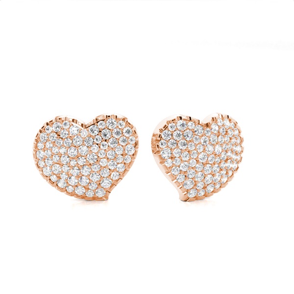 Flush Setting Round Diamond Cluster Earrings