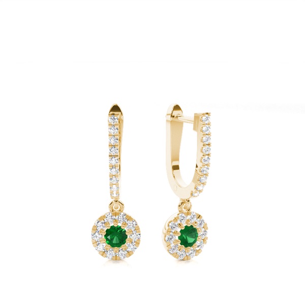 Emerald stone Round Diamond Hoop Earring