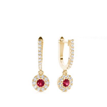 Yellow Gold Ruby Earrings Diamond