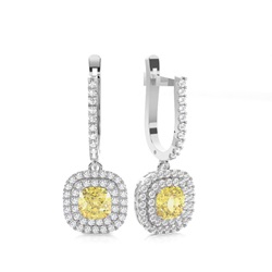 Yellow Diamond Hoop halo Earring