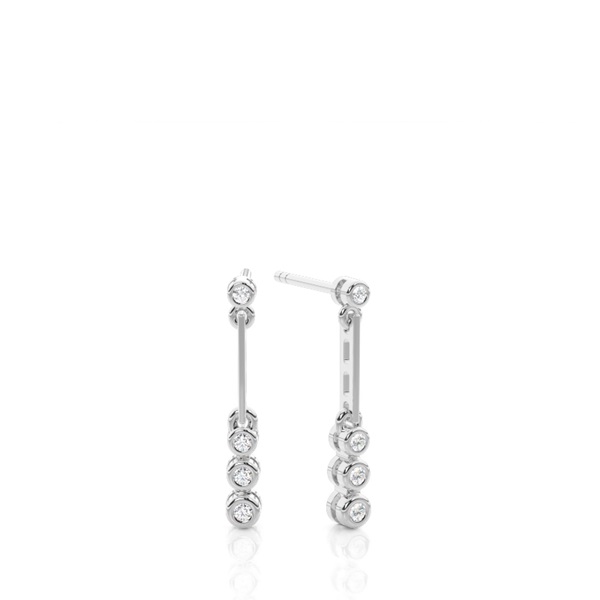 Full Bezel Setting Round Diamond Journey Earrings