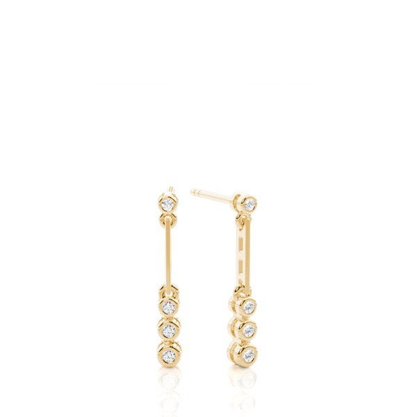 Full Bezel Setting Round Diamond Journey Earrings