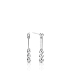 Full Bezel Setting Round Diamond Journey Earrings
